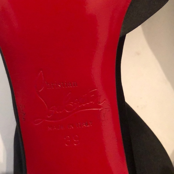 Christian Louboutin Black Satin Sling Back Pumps - Picture 3 of 10